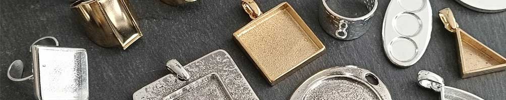 Apprêts bijoux avec cuvette - Supports pour résine, mosaïque, verre